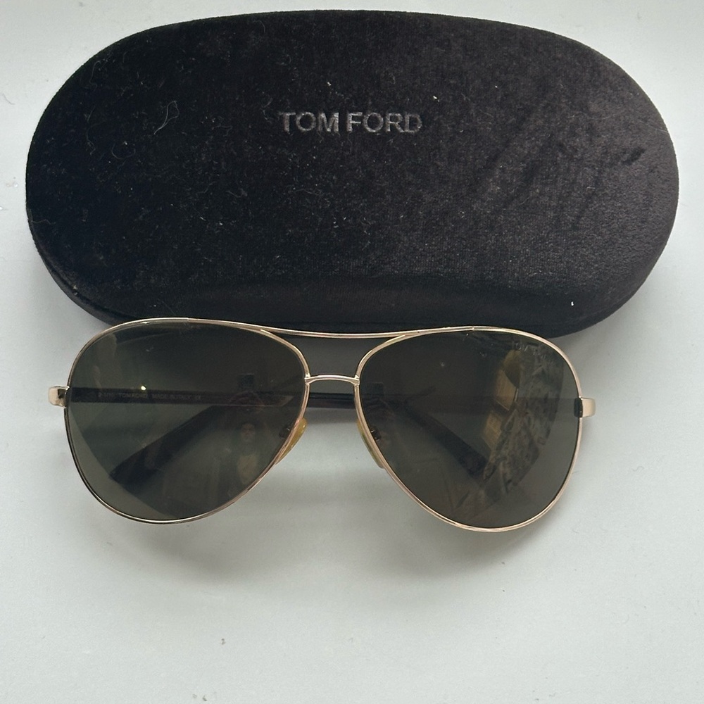 Tom Ford Gold Aviator Sunglasses with Double Bridge